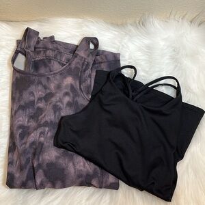 Set All in Motion Girl Black Tank Top Purple Romper